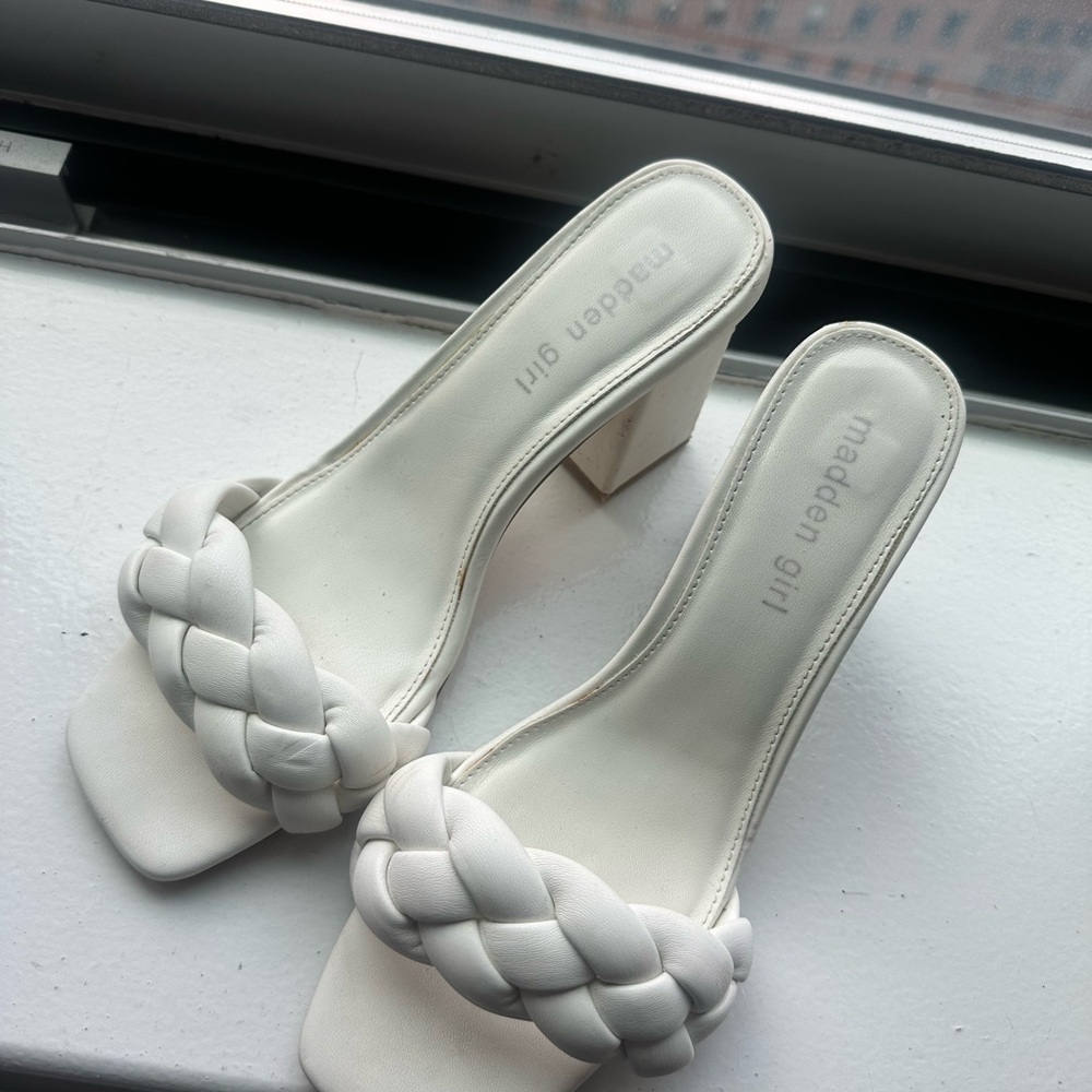 Madden Girl White Braided Kitten Heels Size 8